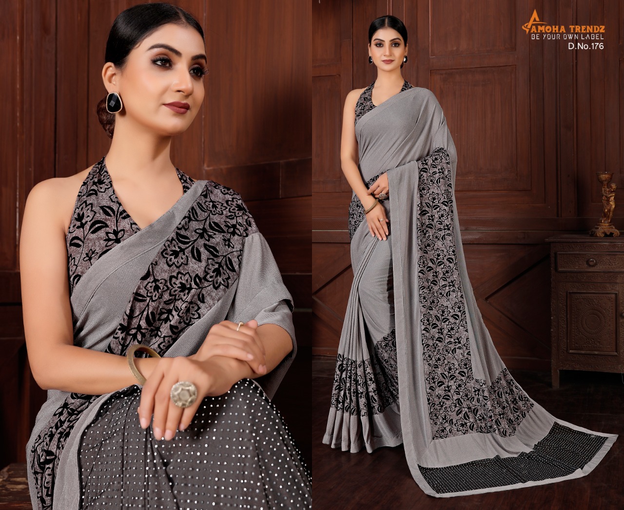 Amoha trendz design no 176 lycra gorgeous look single saree