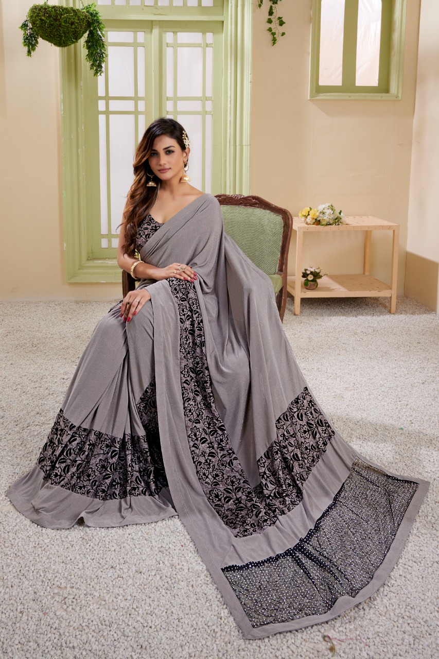 Amoha trendz design no 176 lycra gorgeous look single saree