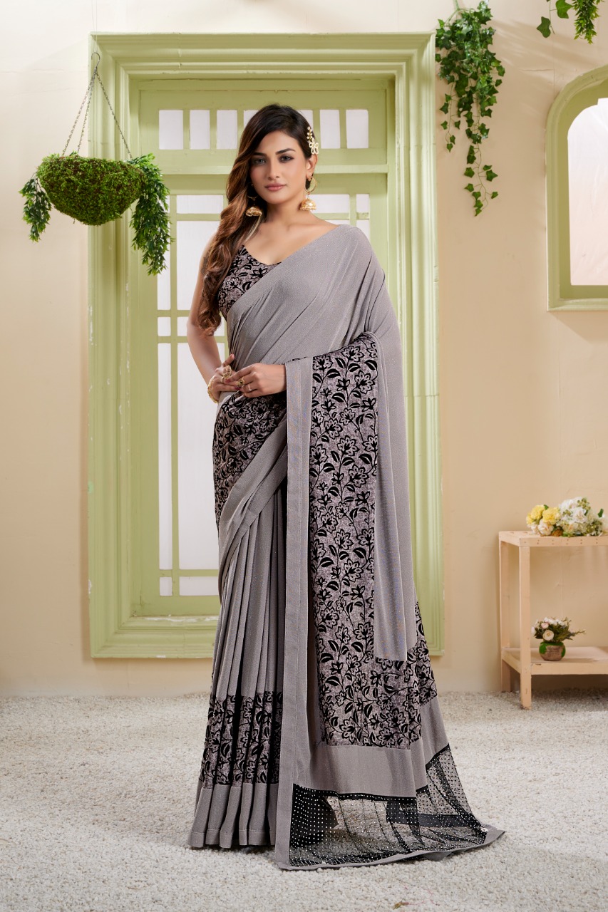 Amoha trendz design no 176 lycra gorgeous look single saree