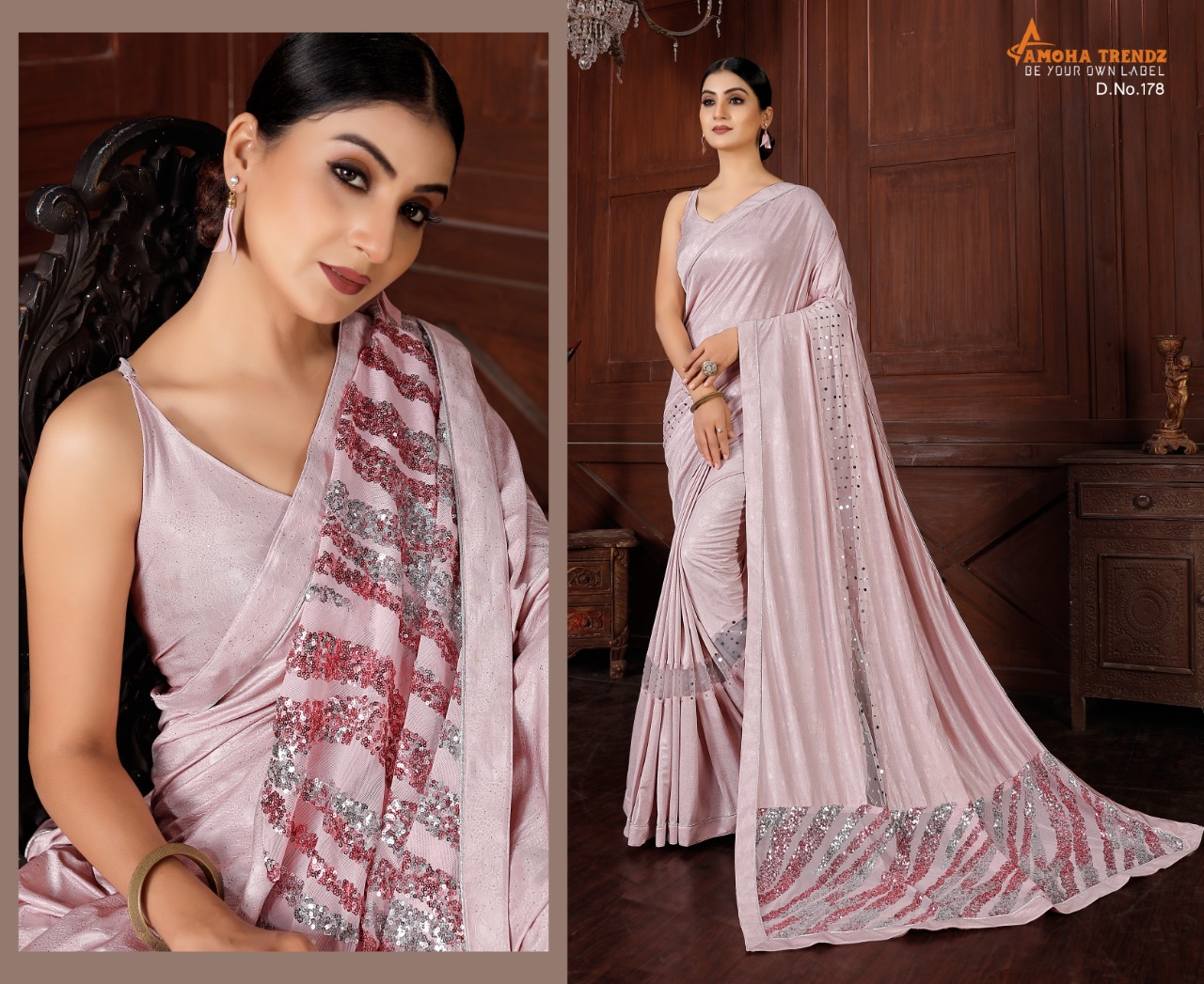 amoha trendz Design No 178 Imported Lycra gorgeous look saree single