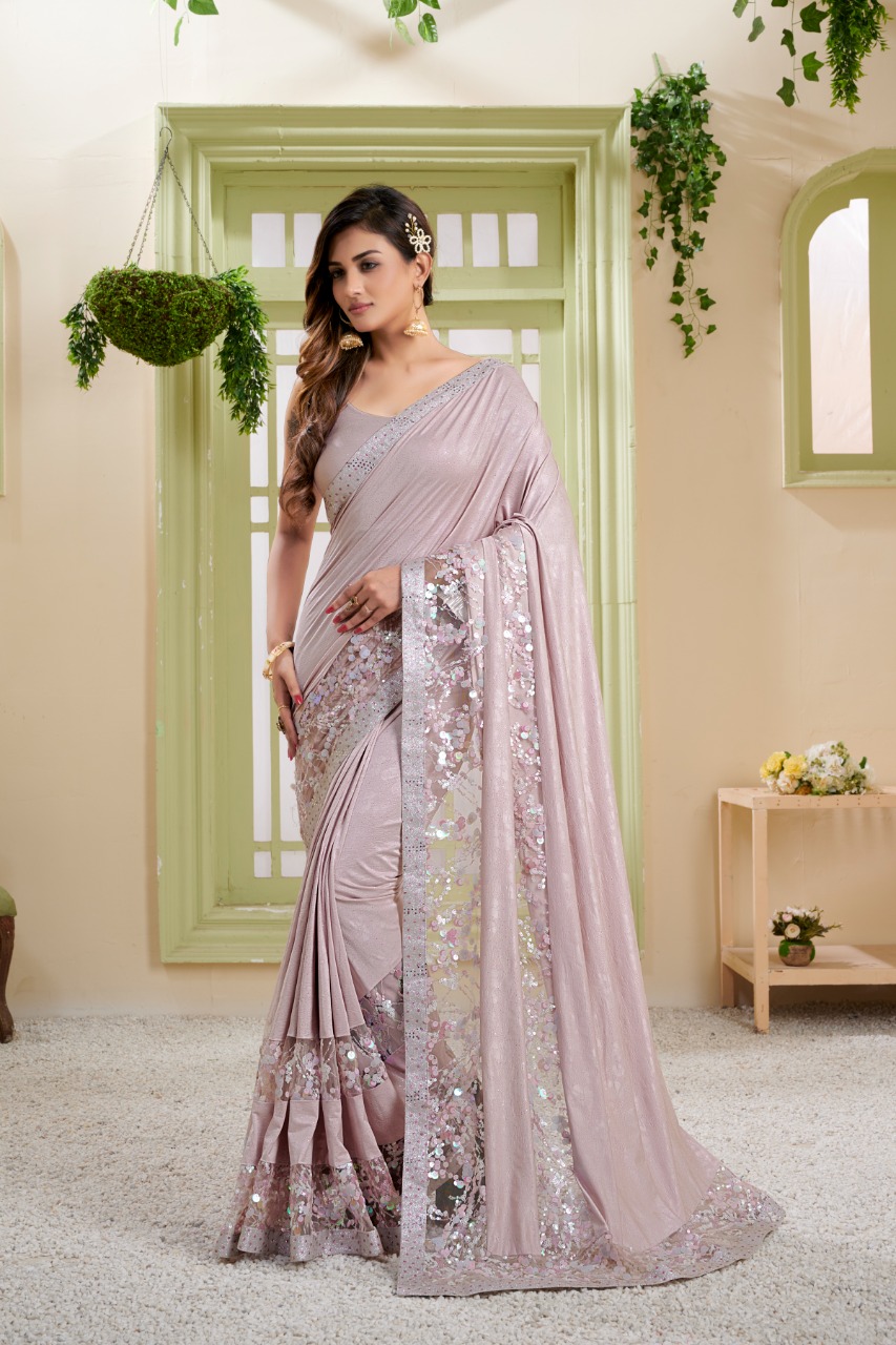 amoha trendz Design No 180 Imported Lycra gorgeous look saree single