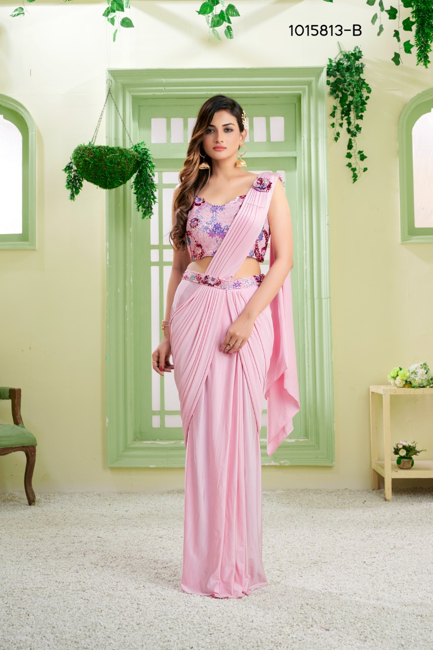 amoha trendz Design No1015813 Imported Lycra gorgeous look saree catalog