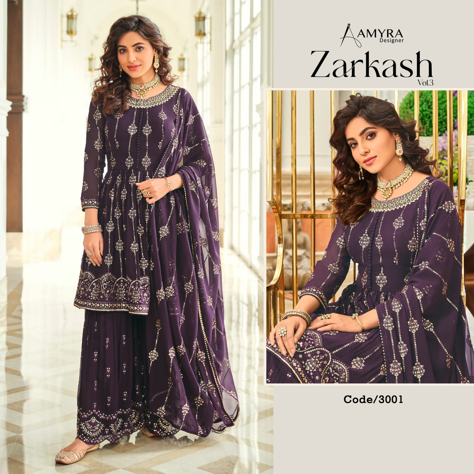 amyra designer zarkash vol 3 georgette astonishing salwar suit  catalog