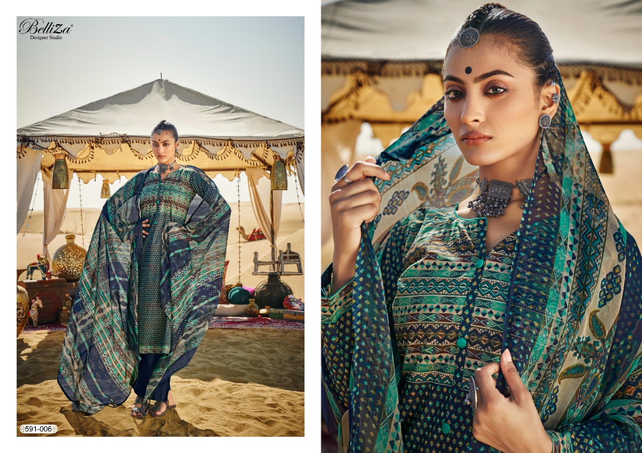 belliza designer studio queen of desert cotton exclusive print salwar suit catalog