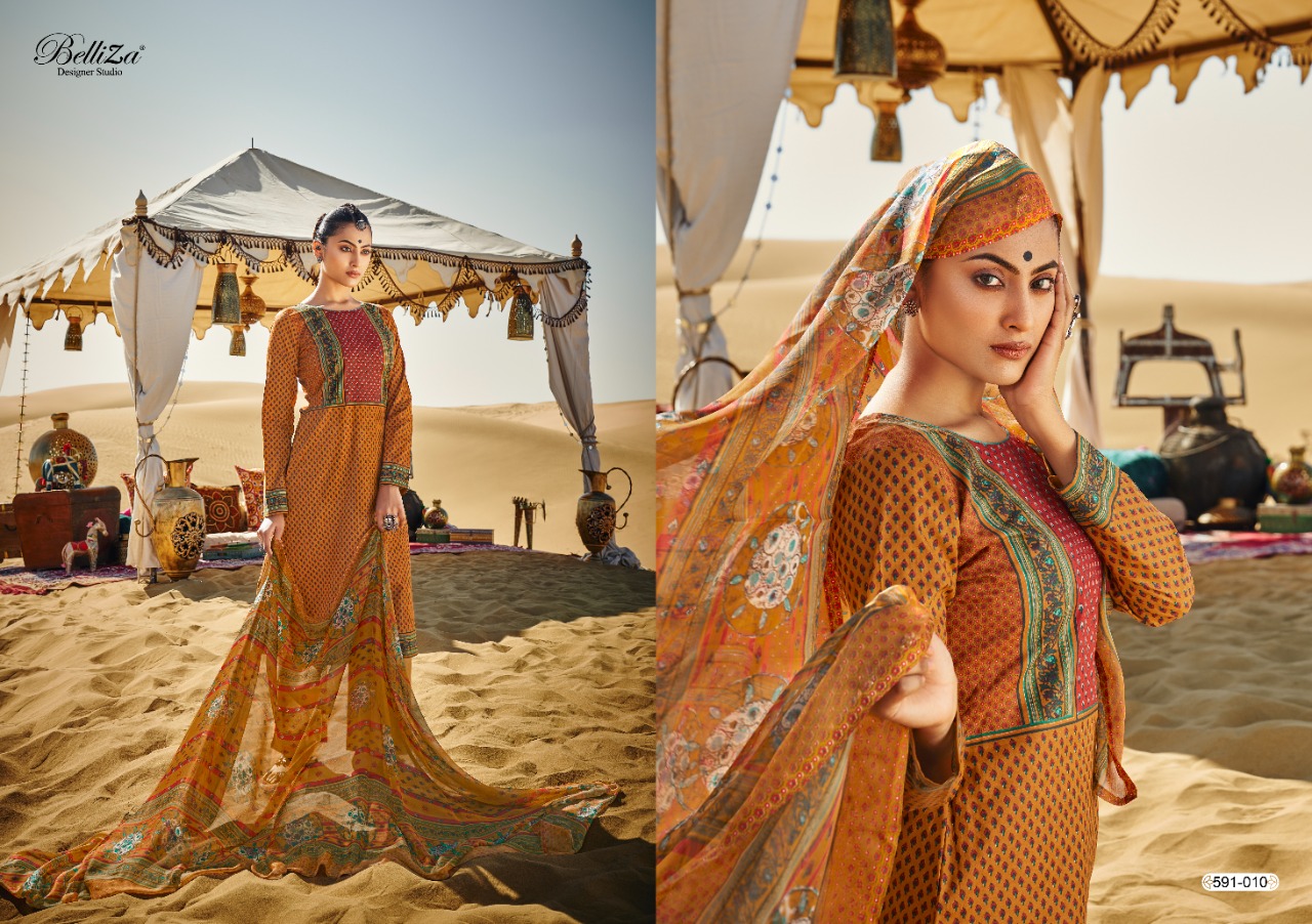 belliza designer studio queen of desert cotton exclusive print salwar suit catalog