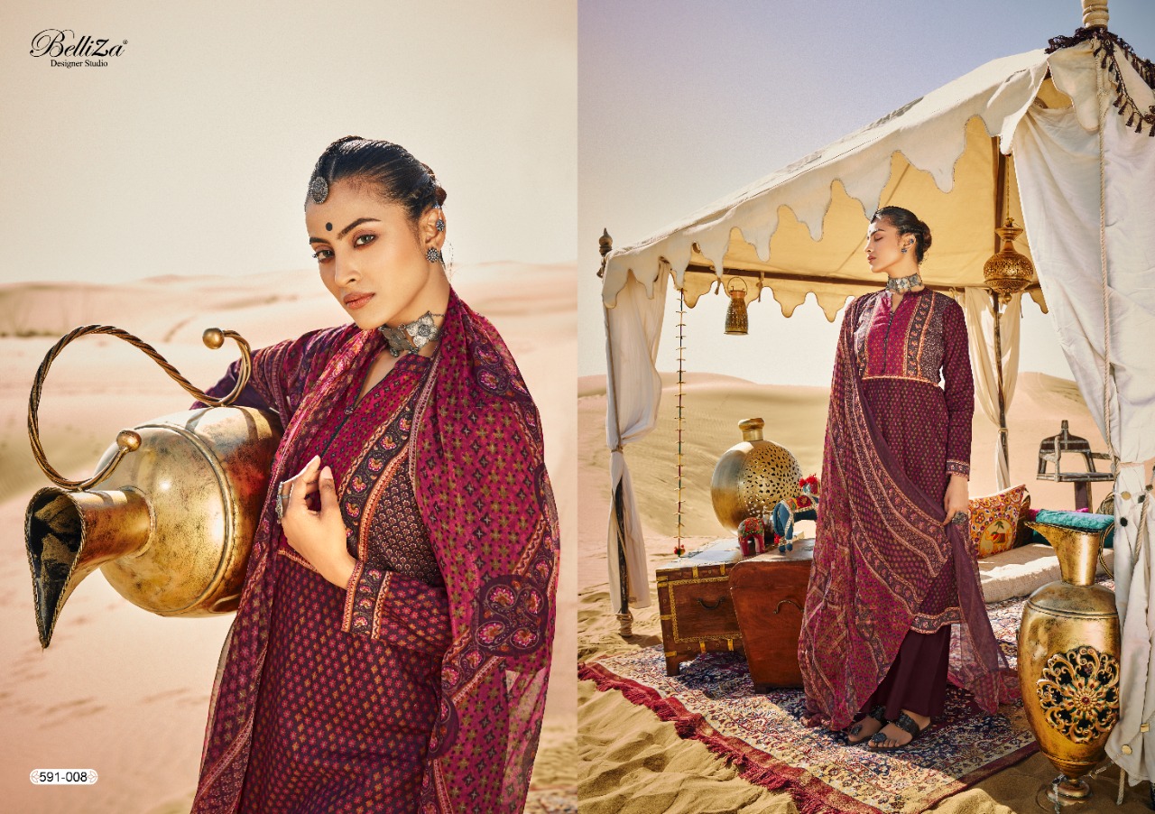 belliza designer studio queen of desert cotton exclusive print salwar suit catalog