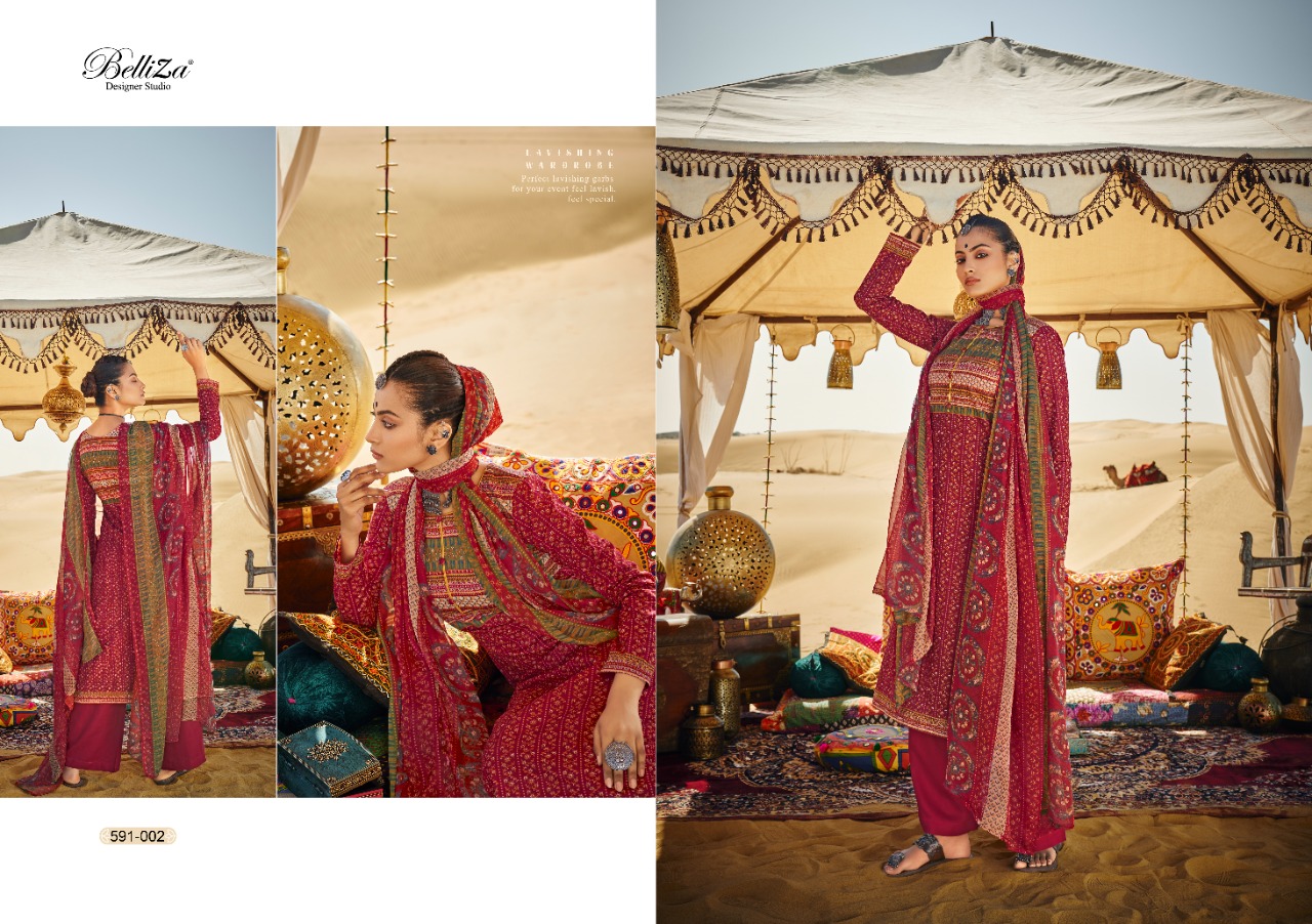 belliza designer studio queen of desert cotton exclusive print salwar suit catalog