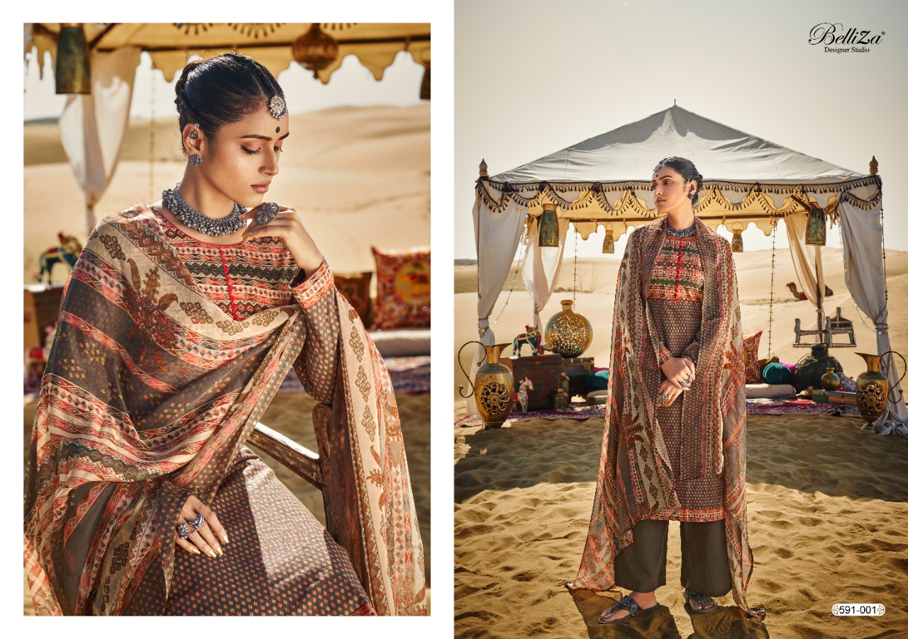 belliza designer studio queen of desert cotton exclusive print salwar suit catalog