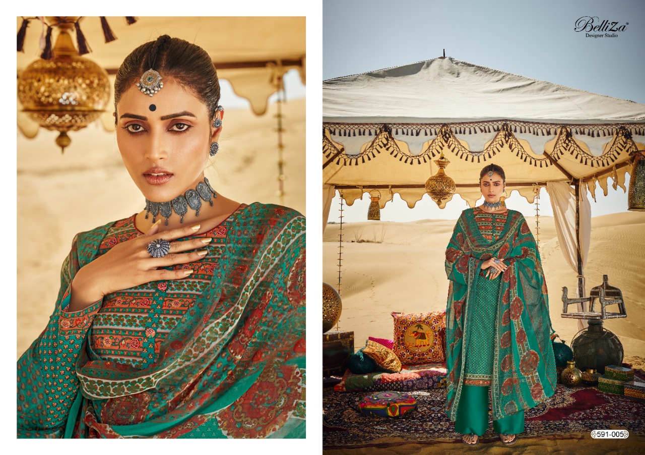 belliza designer studio queen of desert cotton exclusive print salwar suit catalog