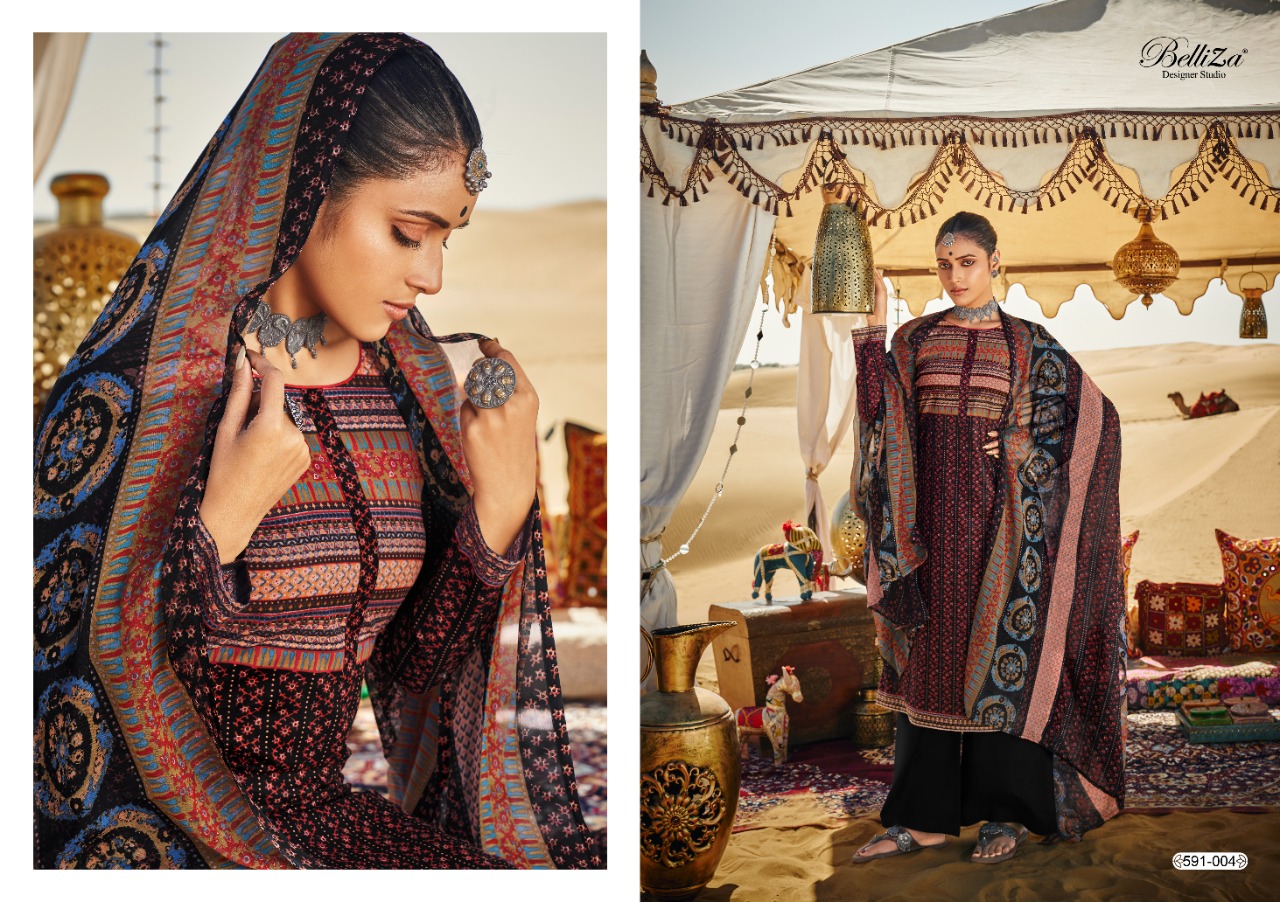 belliza designer studio queen of desert cotton exclusive print salwar suit catalog