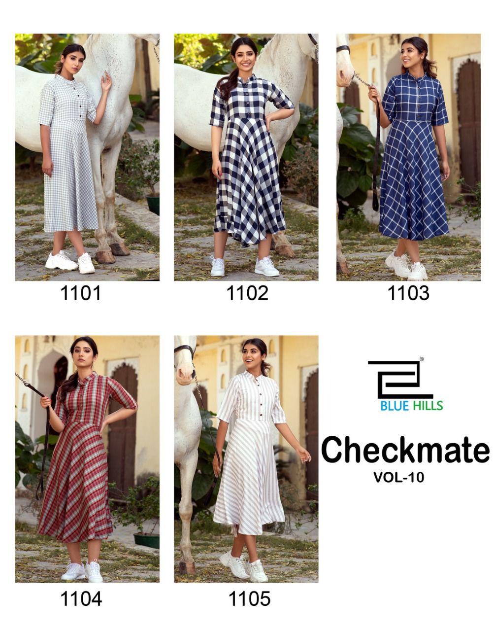 blue hills checksmate vol 10 rayon exclusive print kurti catalog