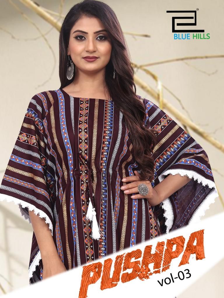 blue hills pushpa vol 3 rayon catchy look Kaftan silive kurti catalog