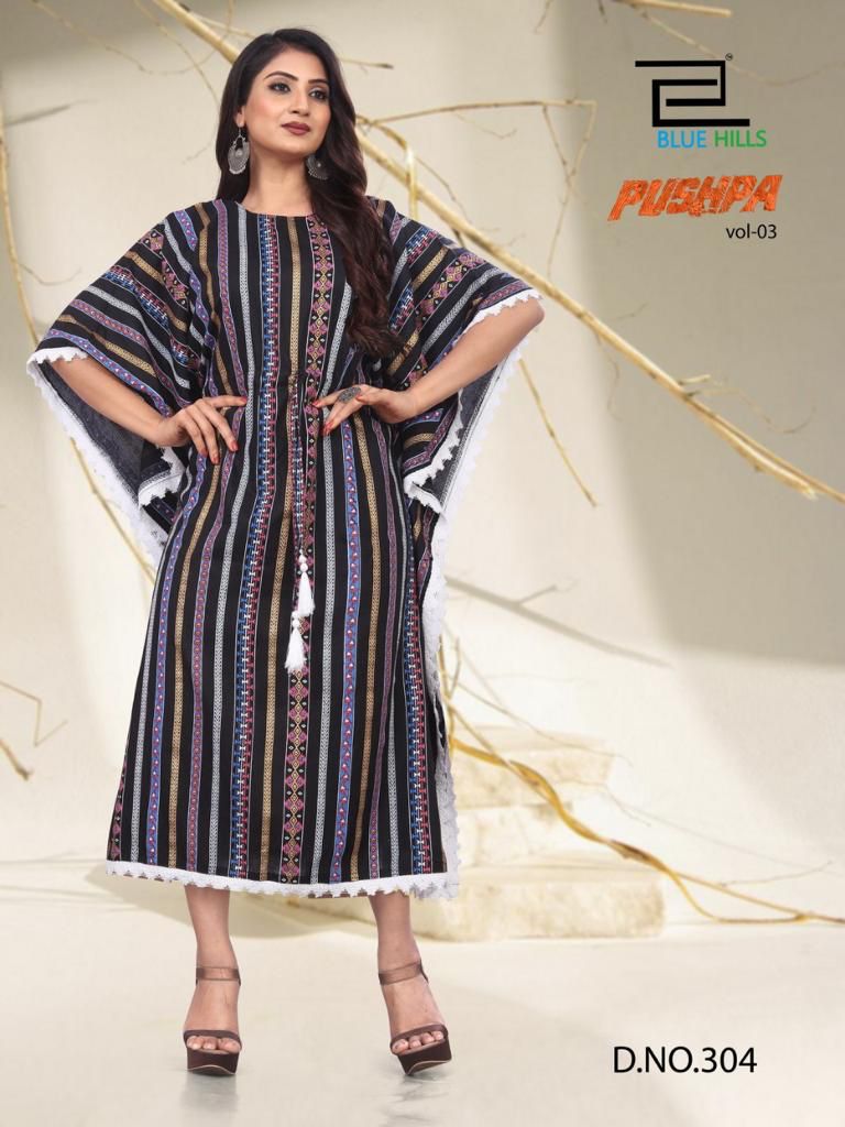 blue hills pushpa vol 3 rayon catchy look Kaftan silive kurti catalog