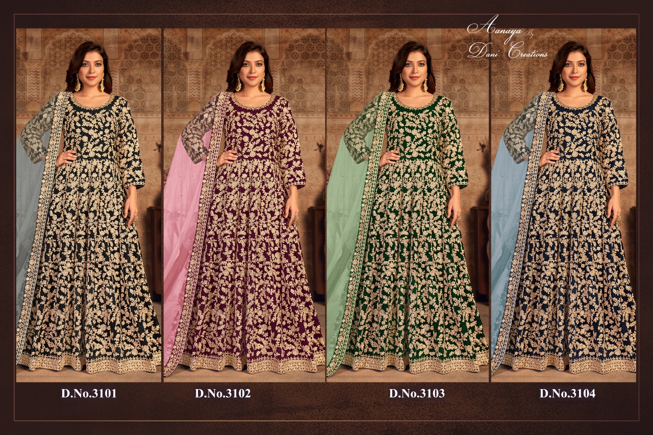 dani aanaya 3100 series velvet elegant salwar suit catalog