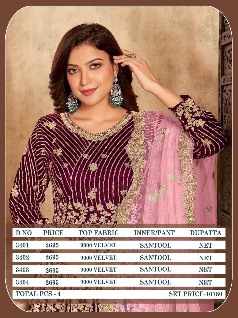 dani Aanaya 3400 Series Vol 134 velvet gorgeous look salwar suit catalog