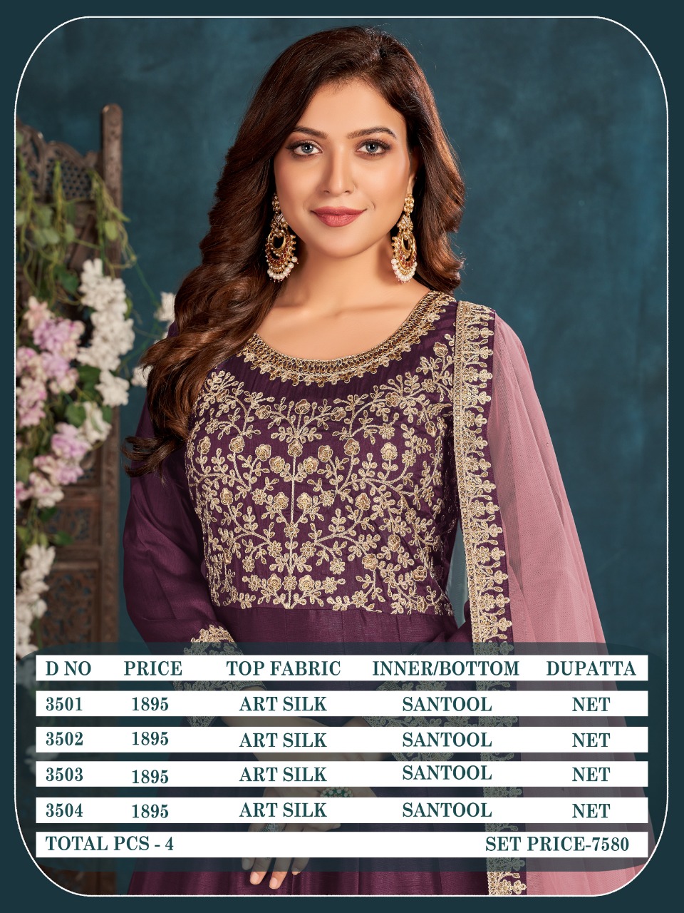 dani aanaya 3500 series vol 135 art silk regal look salwar suit catalog