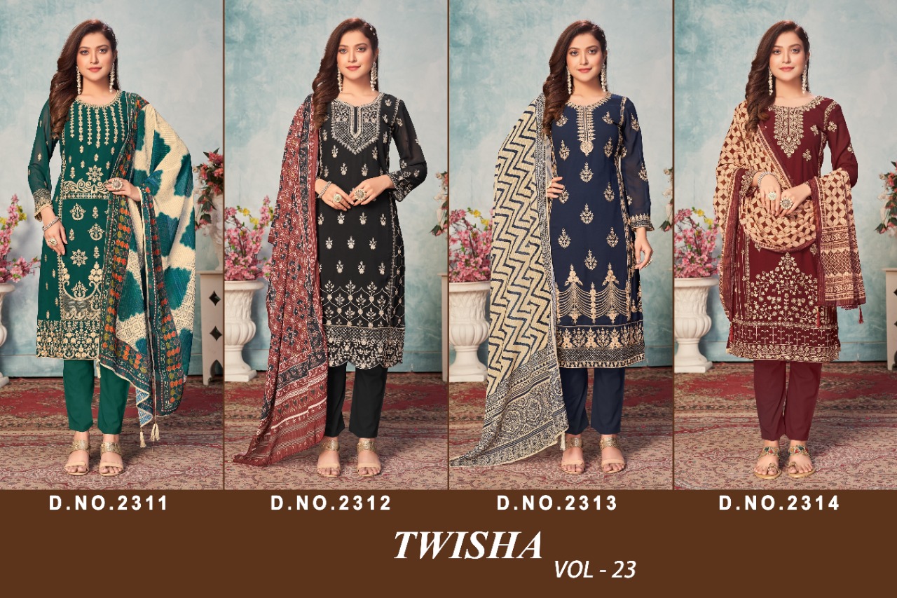 dani fashion twisha  vol 23 georgette catchy look salwar suit catalog