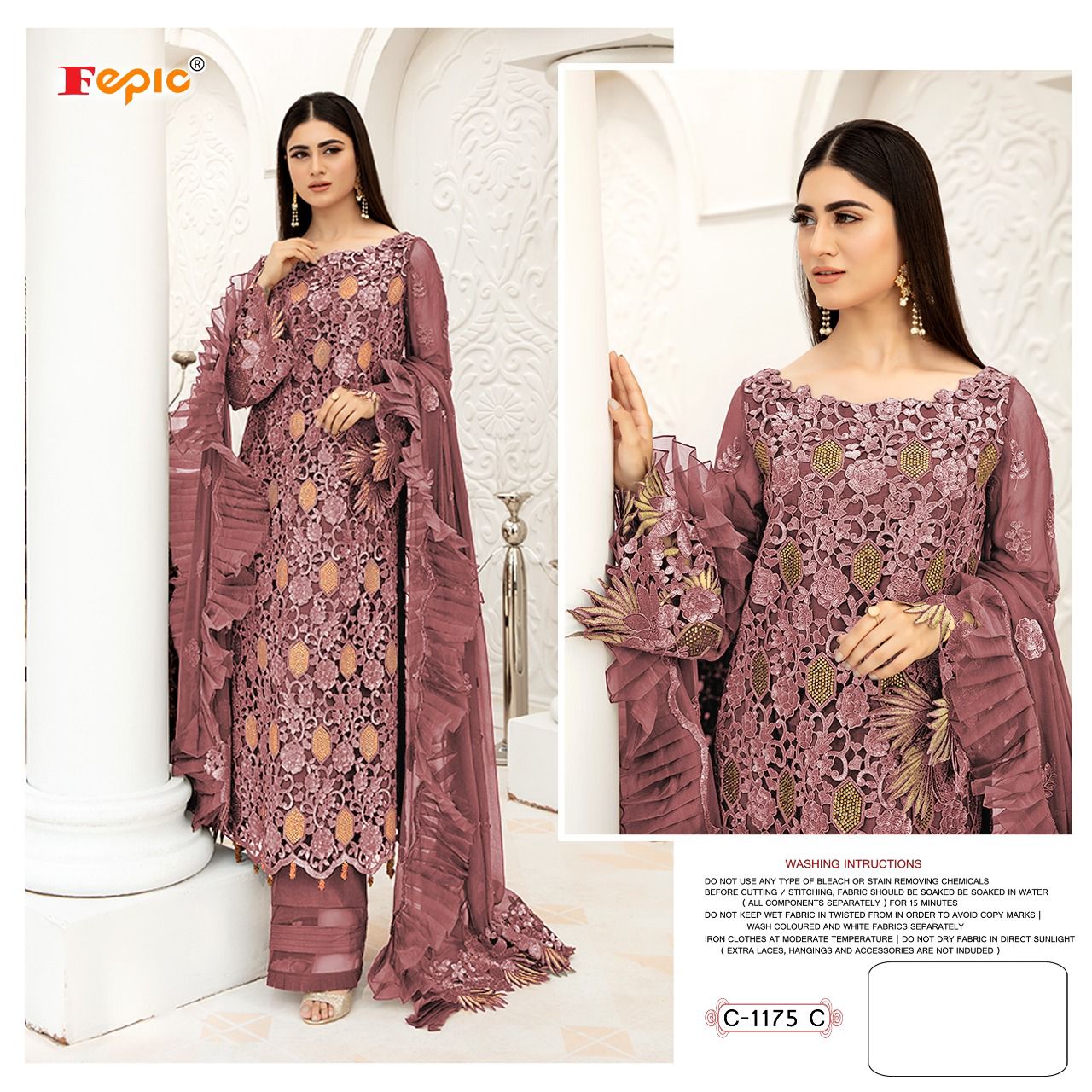 FEPIC Rosemeen c 1175 c Salwar Kameez Butterfly net Singles