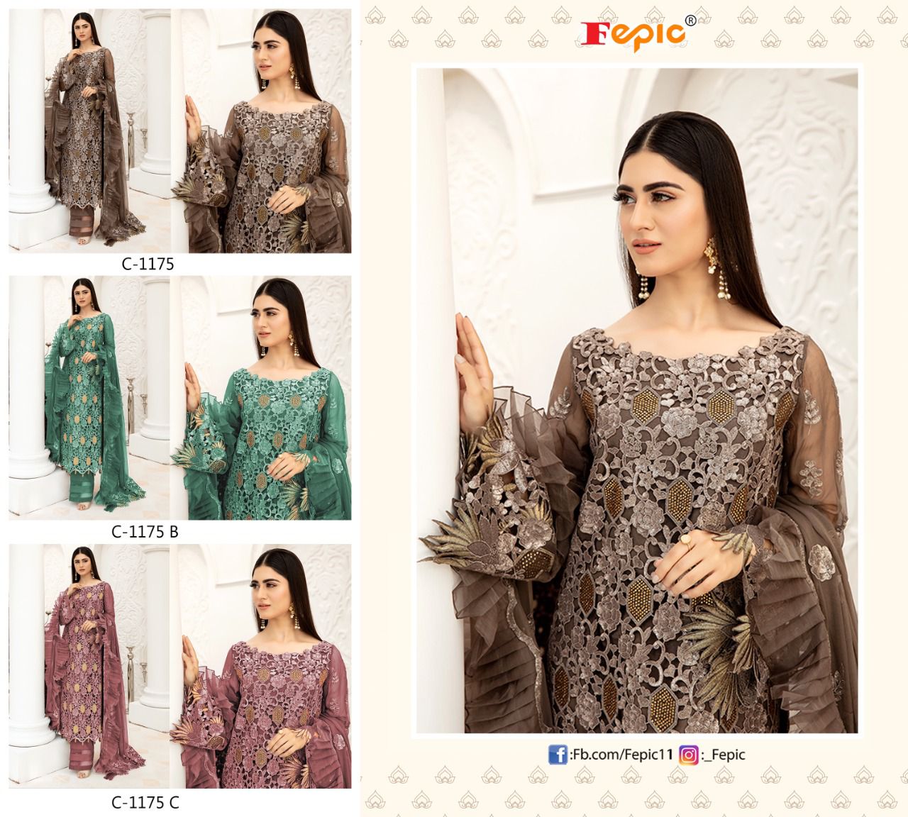 fepic rosemeen c 1175 net elegant salwar suit catalog