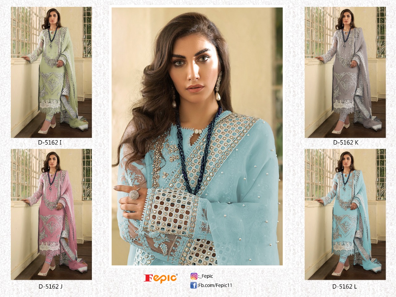 fepic rosemeen d 5162 organza innovative style salwar suit catalog