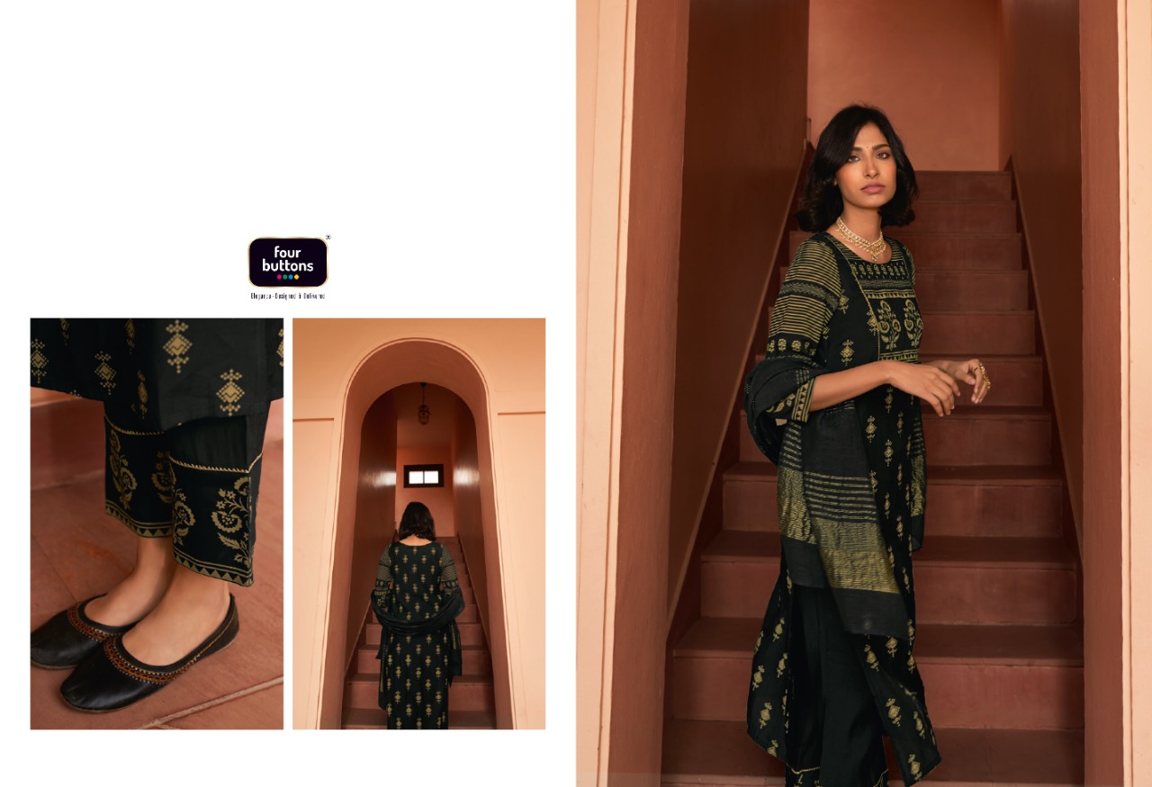 four buttons meher viscose silk decent look and colou top bottom with dupatta catalog