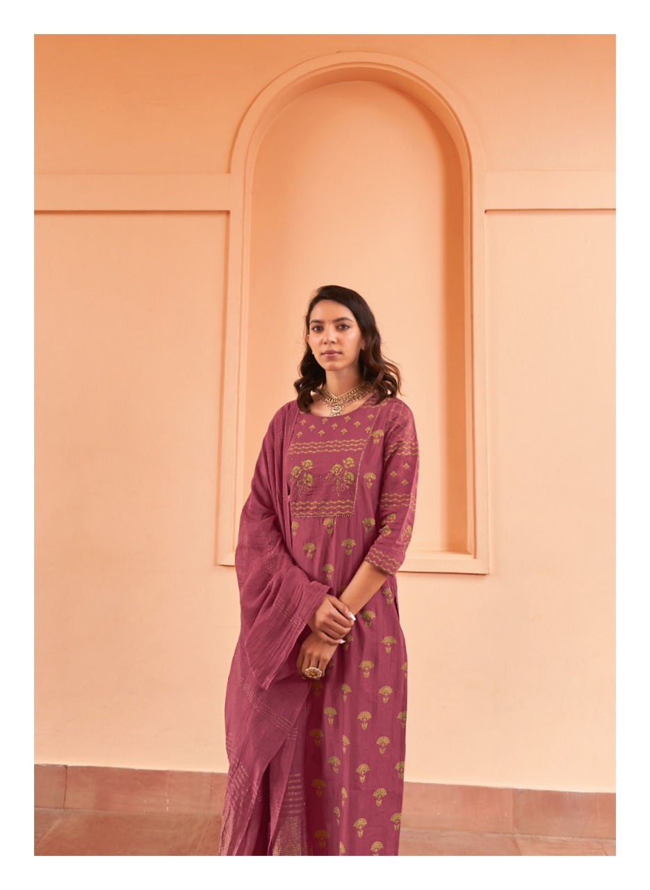 four buttons meher viscose silk decent look and colou top bottom with dupatta catalog