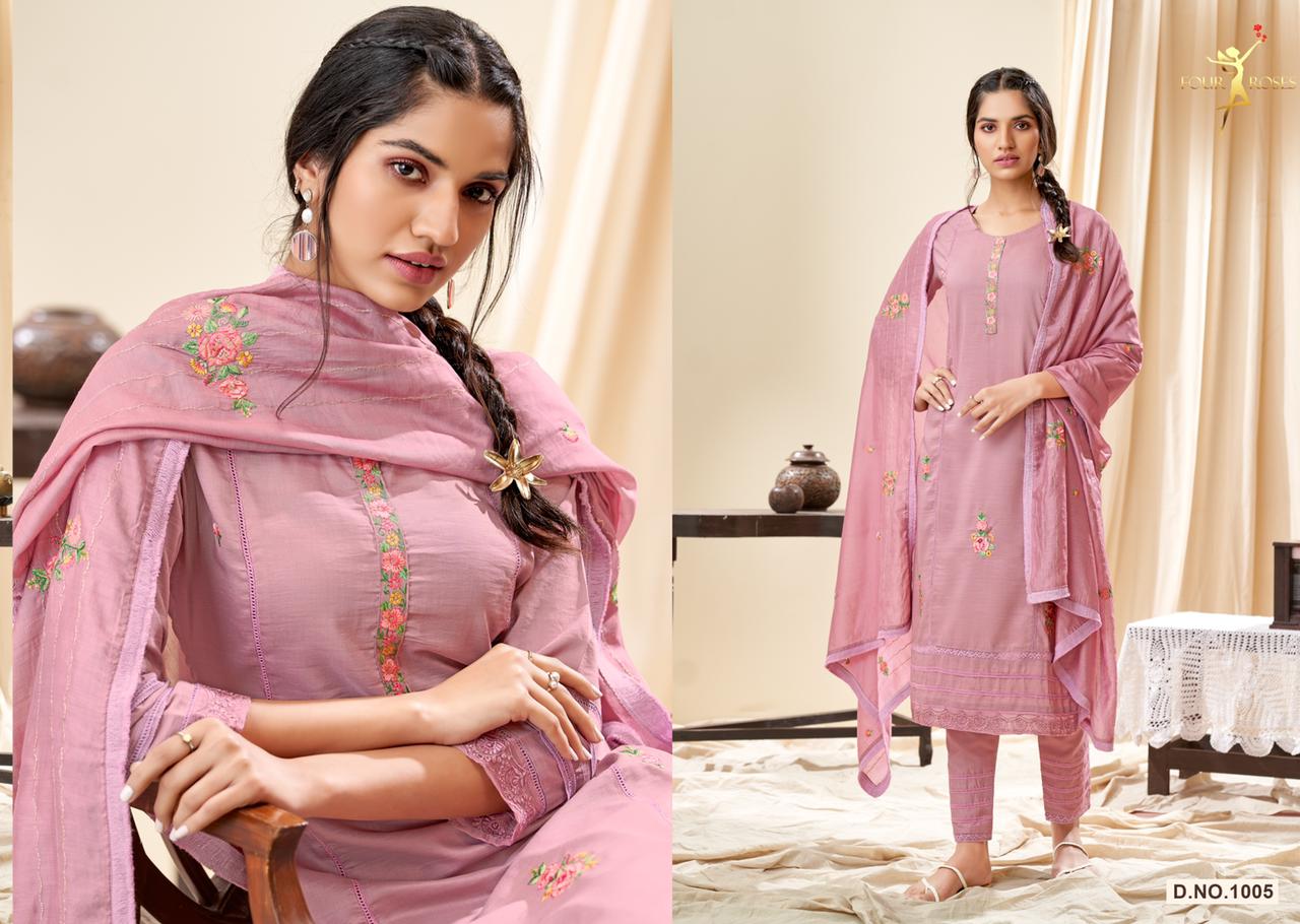 four roses D No 1005 1006 chinnon elegant look top bottom with dupatta catalog