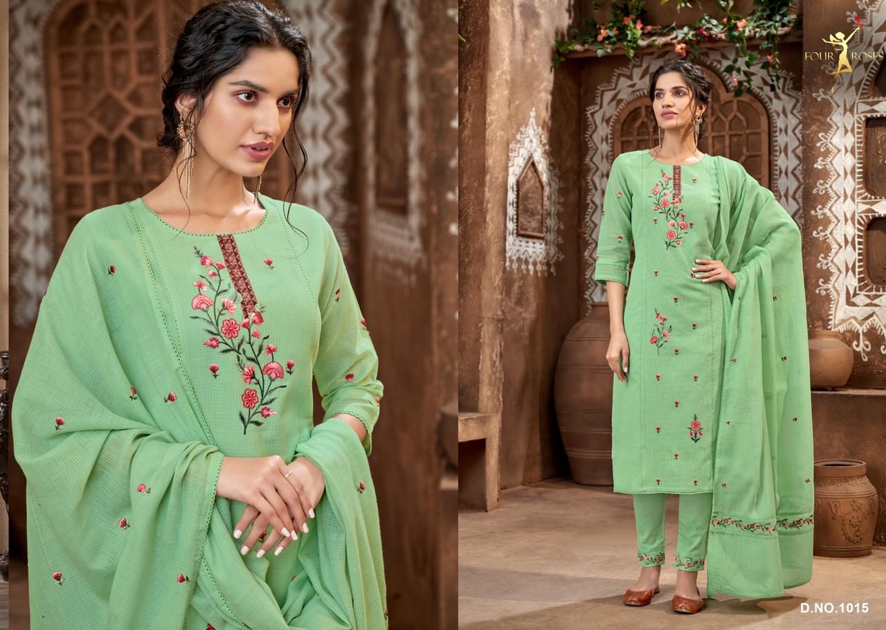 four roses D No 1015 1018 cotton catchy look top bottom with dupatta catalog