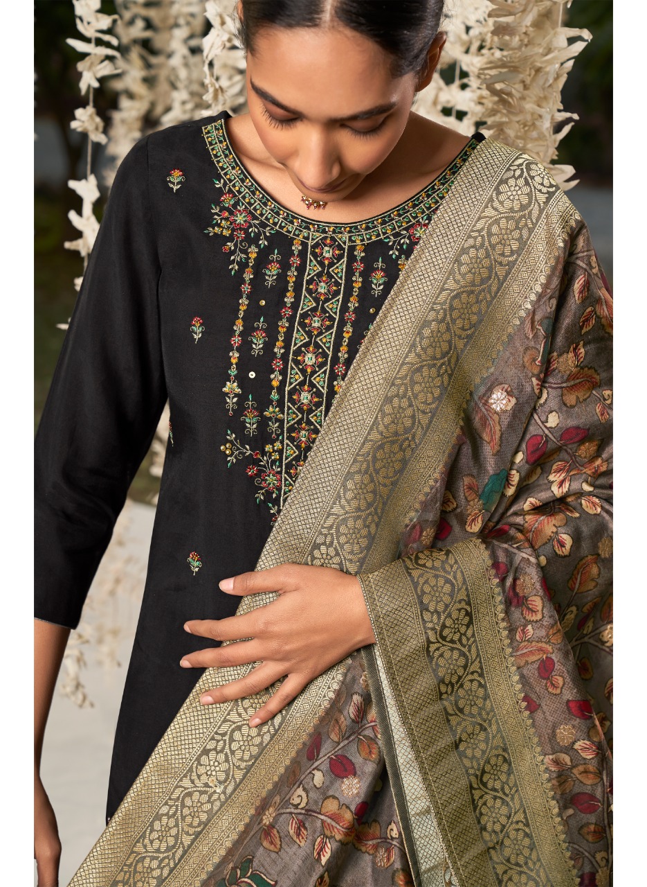 fourdots kalamkari viscose silk regal look kurti bottom with dupatta catalog