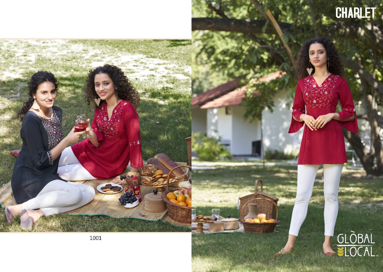 global local charlet rayon classic trendy look kurti catalog