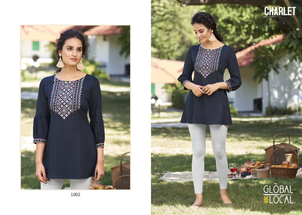 global local charlet rayon classic trendy look kurti catalog