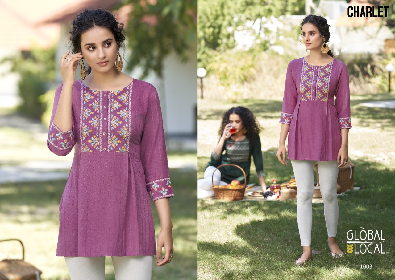 global local charlet rayon classic trendy look kurti catalog