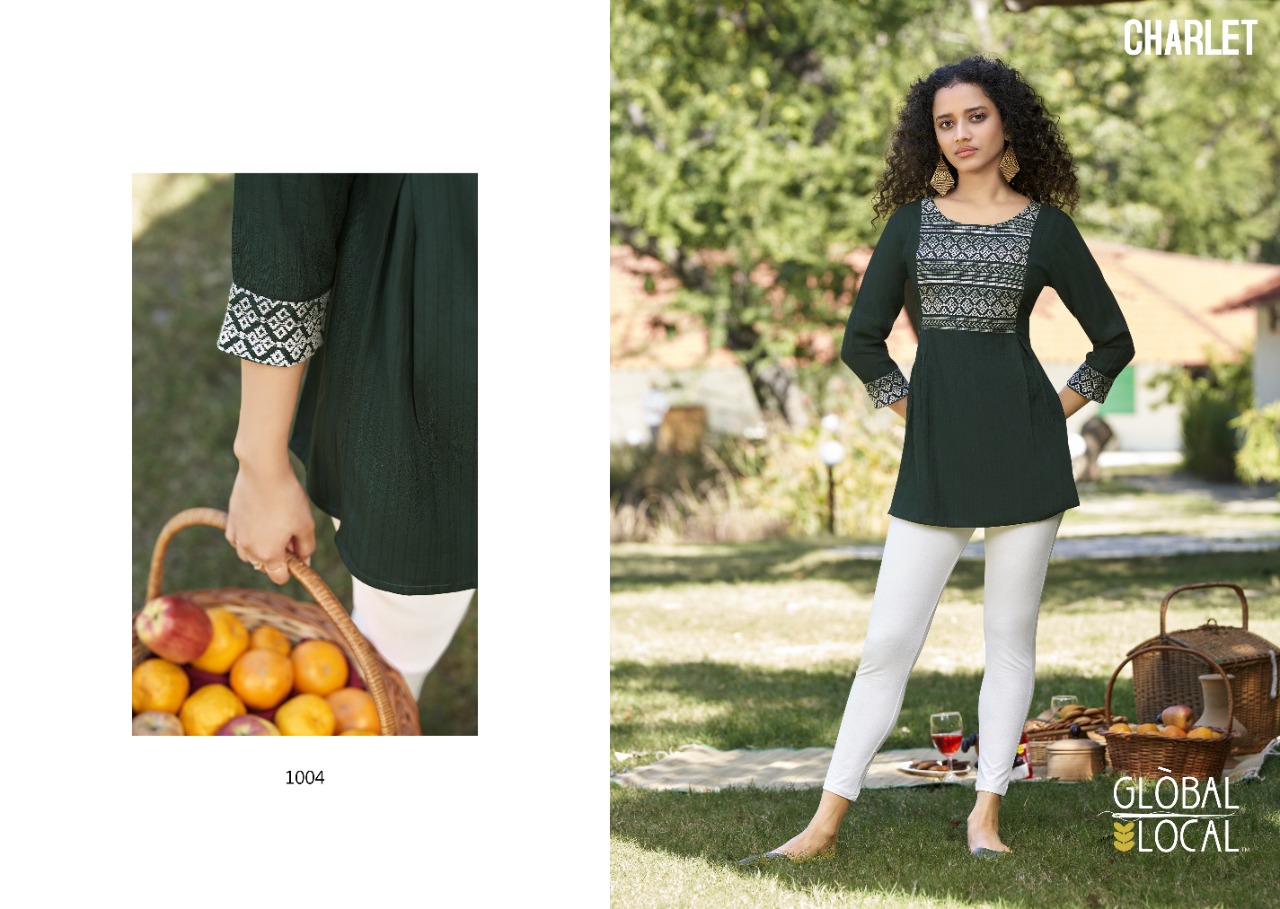 global local charlet rayon classic trendy look kurti catalog