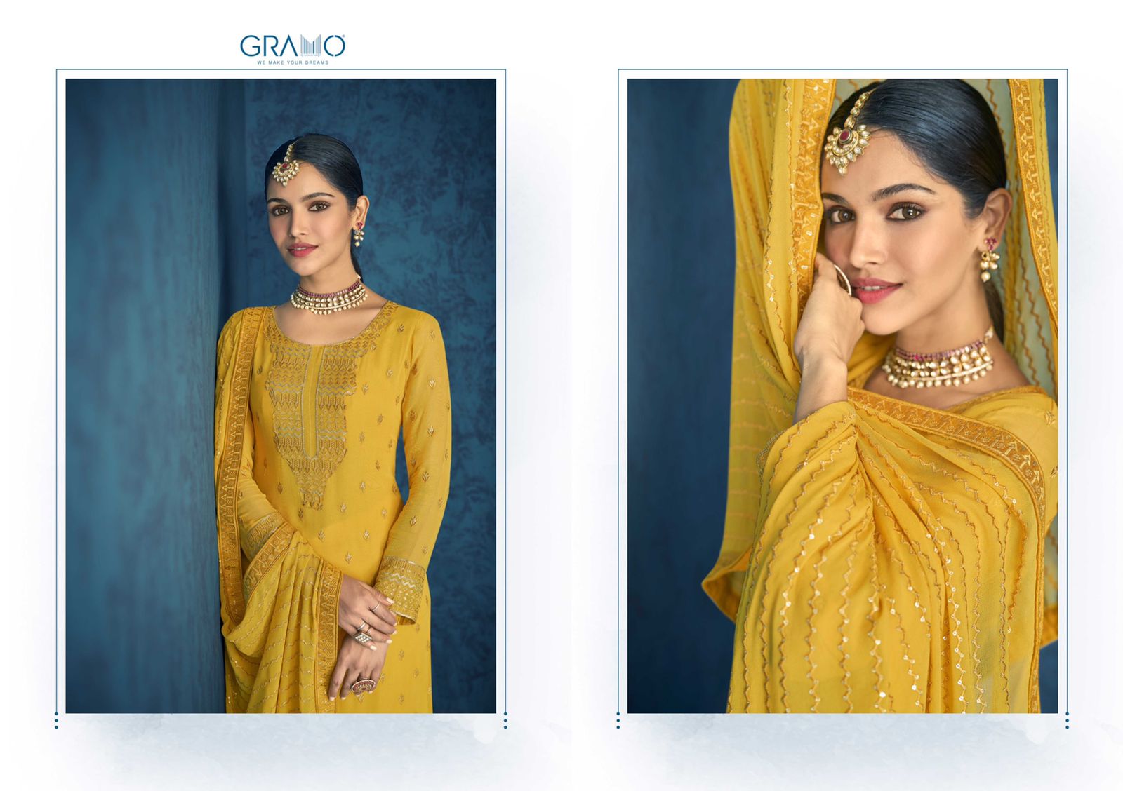 gramo kaseesh vol 1 jorjet graceful look top bottom with dupatta catalog