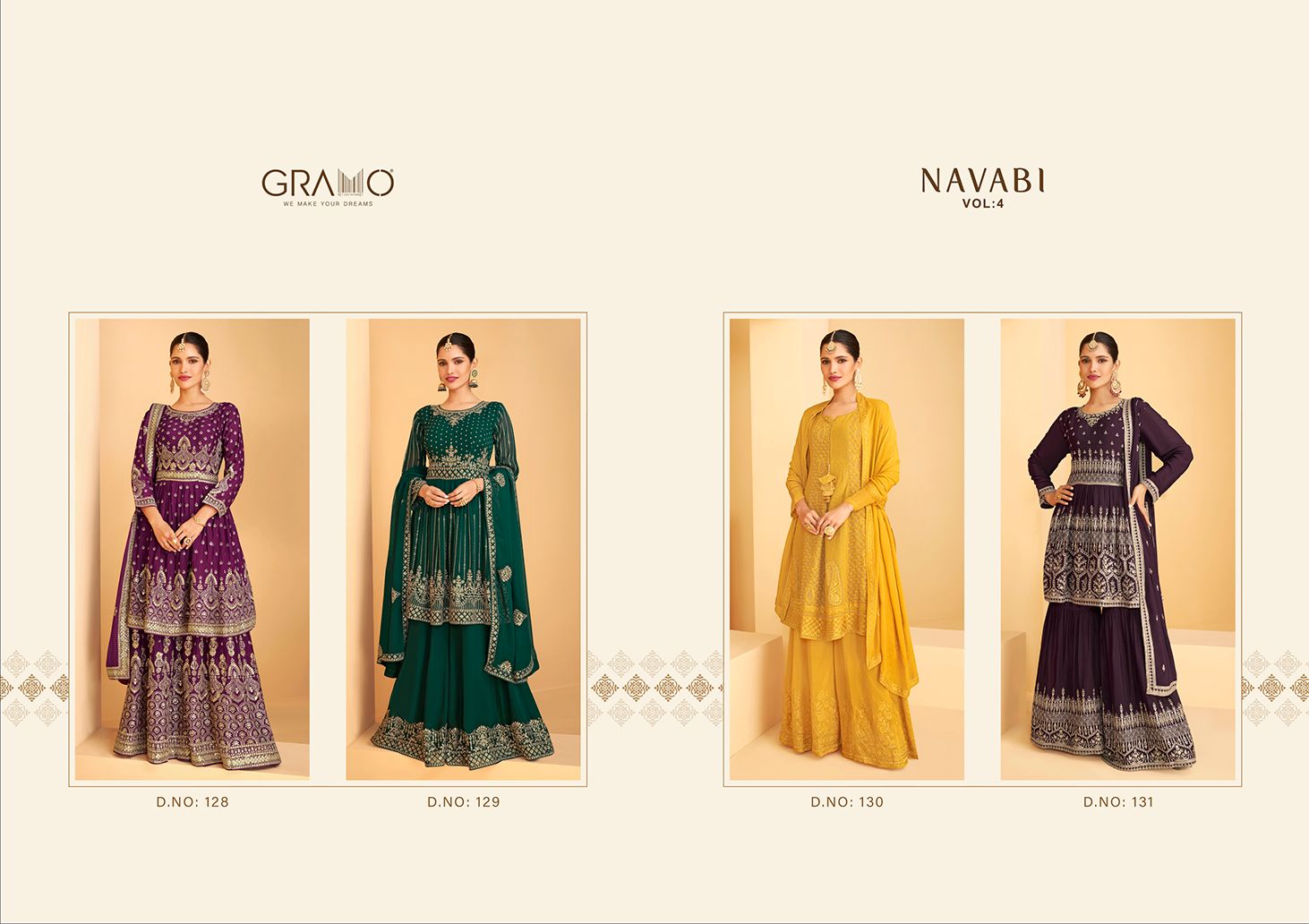 gramo navabi vol 4 fox jorjet innovative style top bottom with dupatta catalog