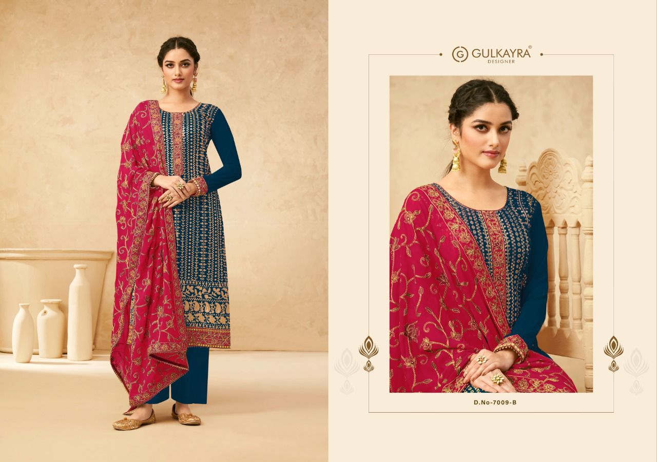 gulkayra designer sonam gold georgette gorgeous look salwra suit catalog