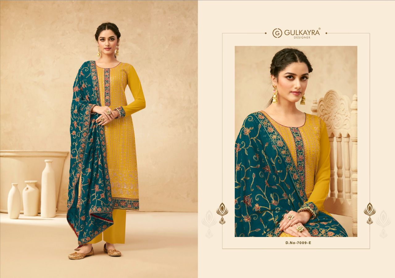 gulkayra designer sonam gold georgette gorgeous look salwra suit catalog