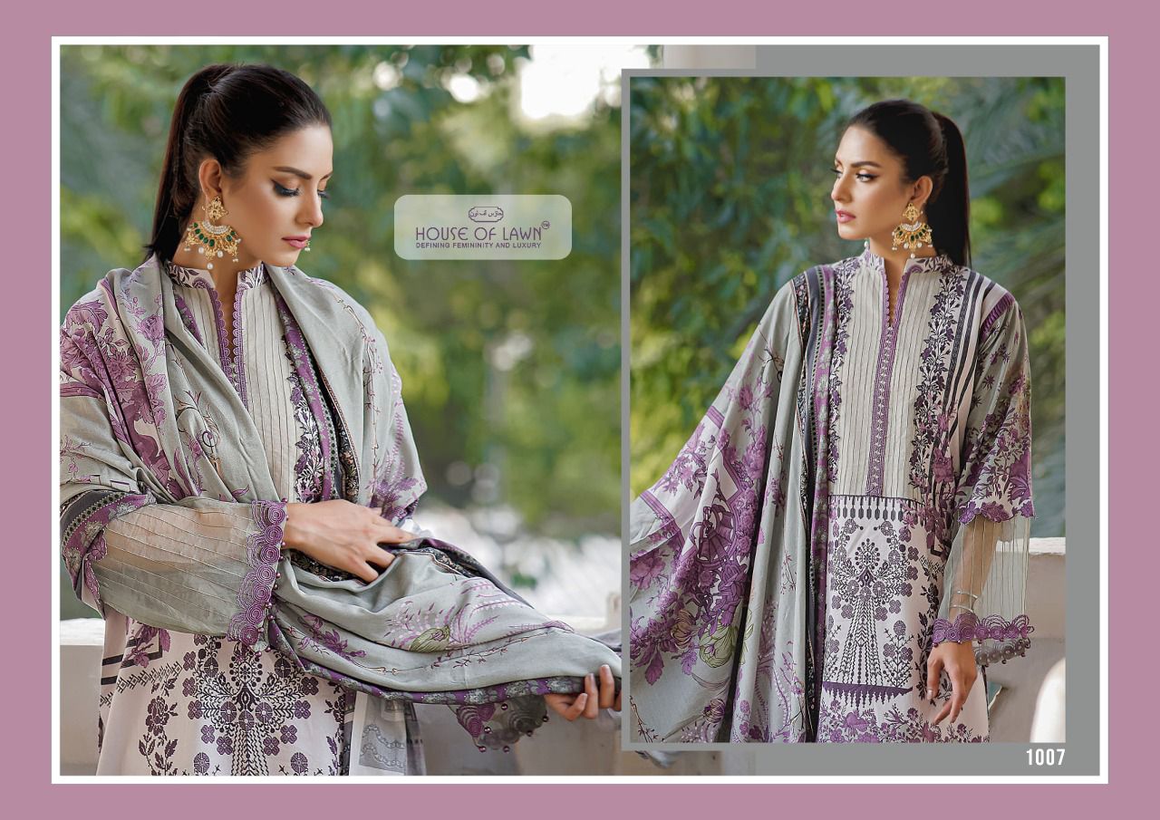 house of lawn firdous embroidery collection lawan attractive look salwar suit with lawn dupatta catalog