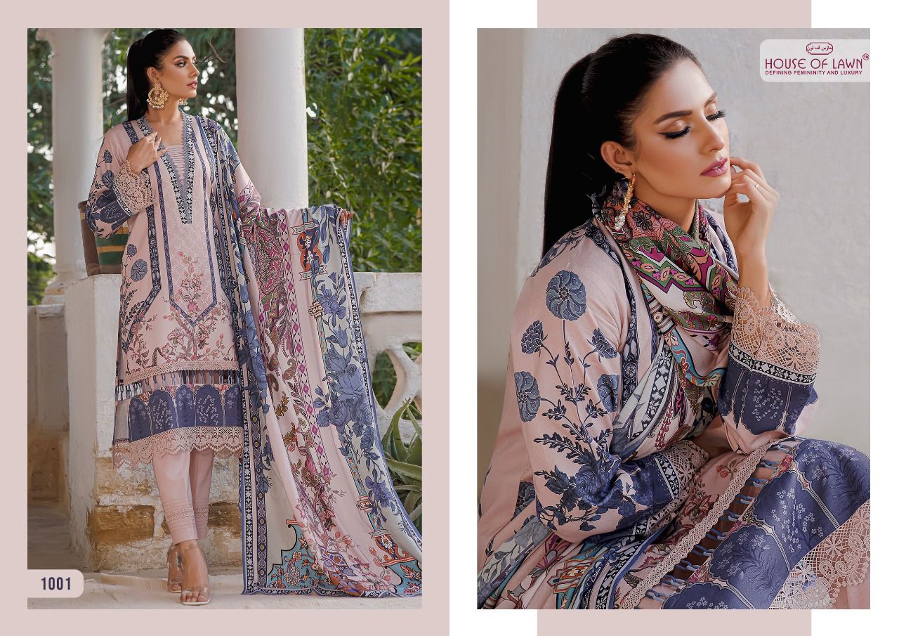 house of lawn firdous embroidery collection lawan attractive look salwar suit with lawn dupatta catalog