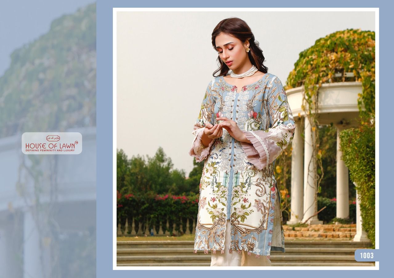 house of lawn firdous embroidery collection lawan attractive look salwar suit with lawn dupatta catalog