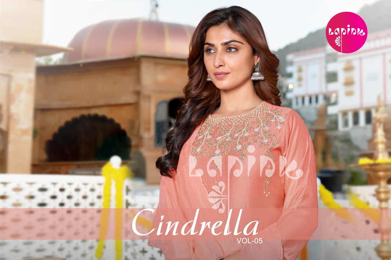 lapink cindrella vol 5 chanderi regal look top dupatta catalog