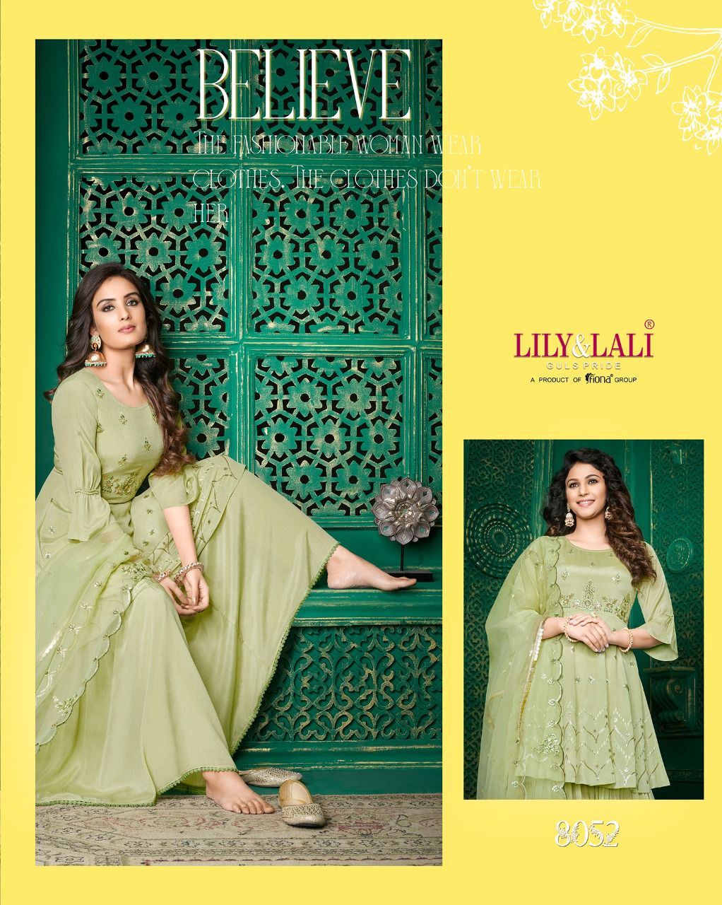 lily and lali eminent chinnon new and modern style top with bottom and dupatta catalog