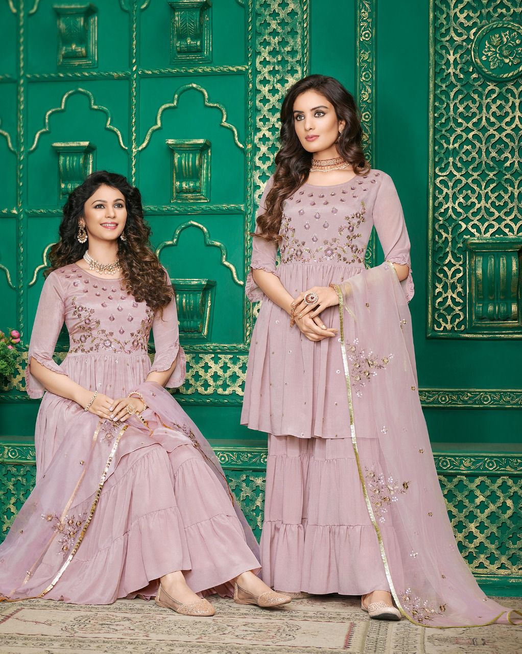 lily and lali eminent chinnon new and modern style top with bottom and dupatta catalog