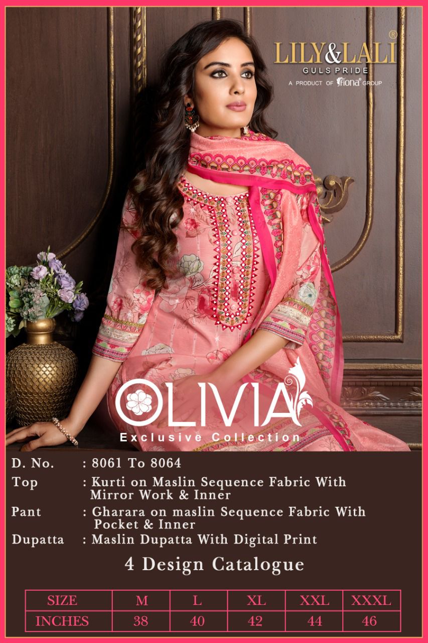 lily and lali olivia maslin new and modern style top with bottom and dupatta catalog