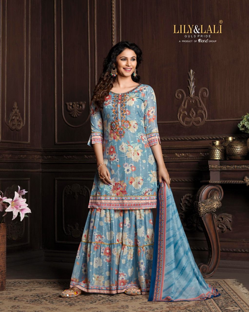 lily and lali olivia maslin new and modern style top with bottom and dupatta catalog