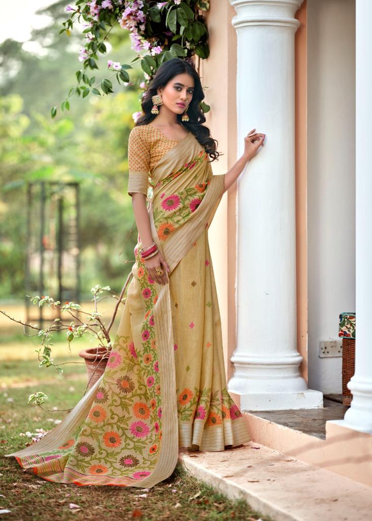 lt fashion pearl linen cotton exclusive print saree catalog