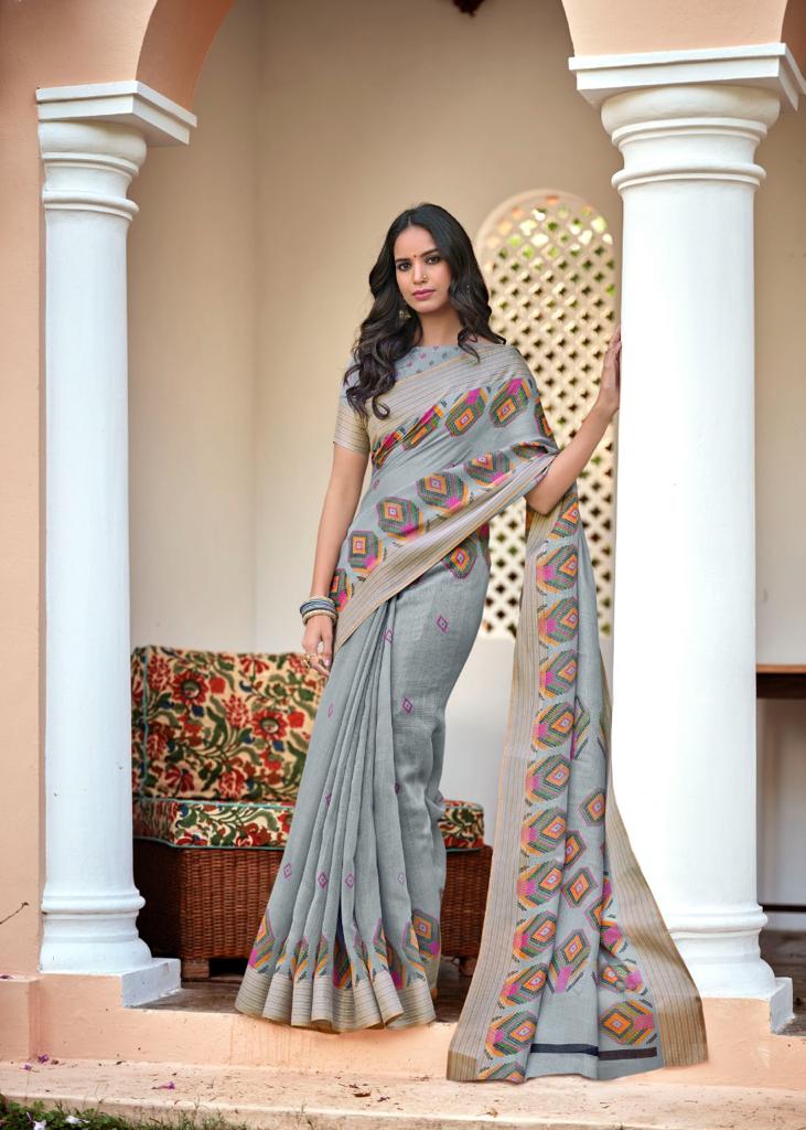 lt fashion pearl linen cotton exclusive print saree catalog