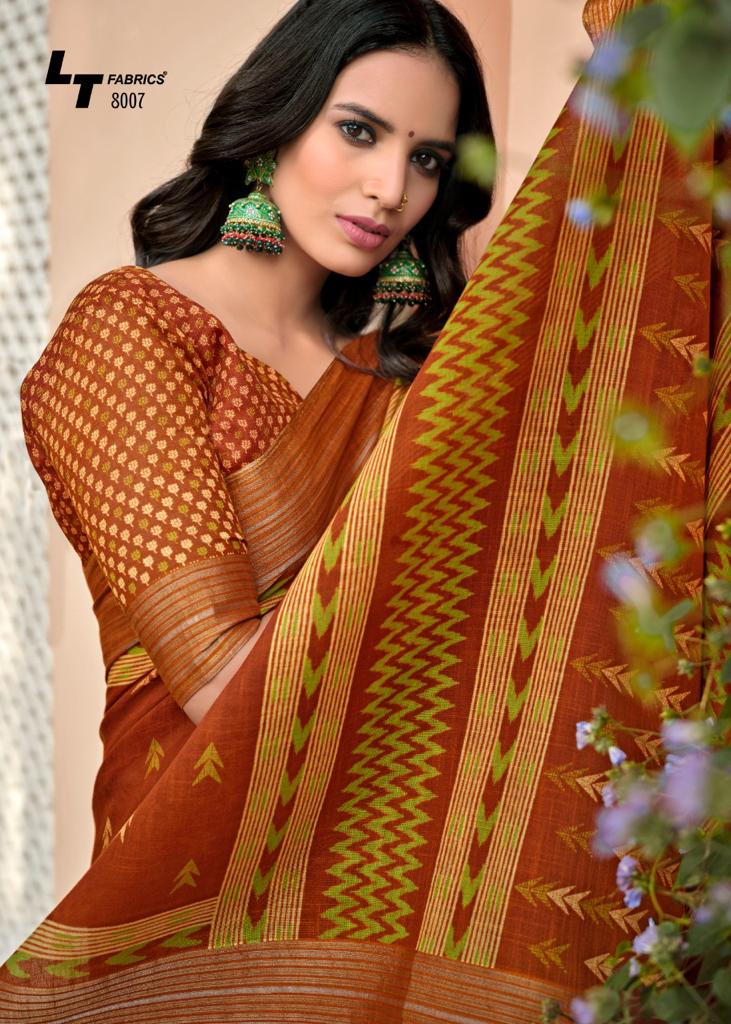 lt fashion pearl linen cotton exclusive print saree catalog