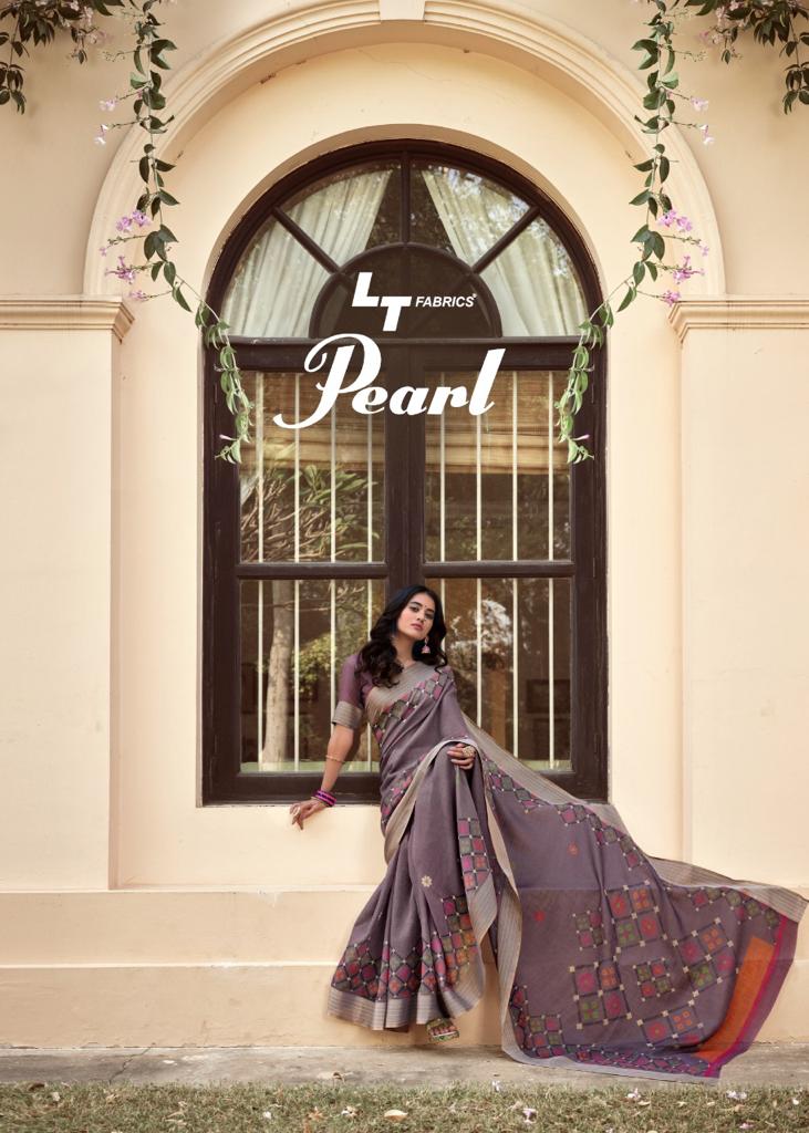 lt fashion pearl linen cotton exclusive print saree catalog