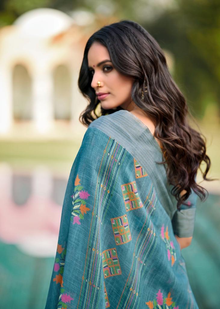 lt fashion pearl linen cotton exclusive print saree catalog